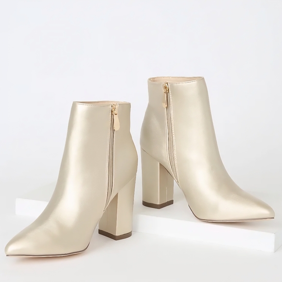 Lulus Ottava Light Gold High Heel Booties - Size 7.5 - Picture 4 of 4